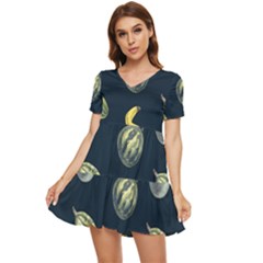 Vintage Vegetables Zucchini  Tiered Short Sleeve Babydoll Dress by ConteMonfrey