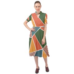 Geometric Colors   Keyhole Neckline Chiffon Dress by ConteMonfrey