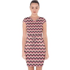 Geometric Pink Waves  Capsleeve Drawstring Dress  by ConteMonfrey