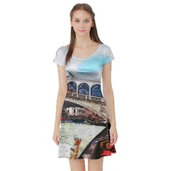 Lovely Gondola Ride - Venetian Bridge Short Sleeve Skater Dress by ConteMonfrey