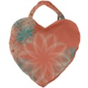 Teal Coral Abstract Floral Cream Giant Heart Shaped Tote View1