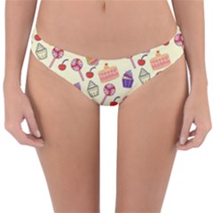 Cupcake Pattern Lollipop Reversible Hipster Bikini Bottoms