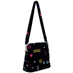 Geometric Art Colorful Shape Zipper Messenger Bag by Ravend