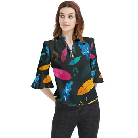 Illustrations Background Pattern Leaves Leaf Nature Texture Loose Horn Sleeve Chiffon Blouse by Ravend