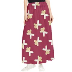 Gold Gingerbread Man Burgundy Maxi Chiffon Skirt by TetiBright