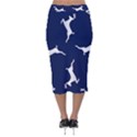 Silver Reindeer Blue Velvet Midi Pencil Skirt View2