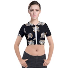 Gold Ornaments Black Short Sleeve Cropped Jacket by TetiBright