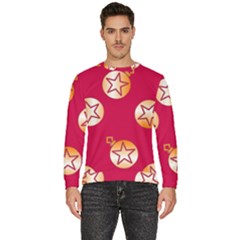 Orange Ornaments With Stars Pink Men s Fleece Sweatshirt by TetiBright