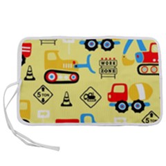 Seamless Pattern Vector Industrial Vehicle Cartoon Pen Storage Case (m) by Jancukart