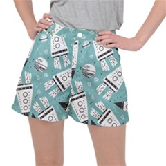 Cute Seamless Pattern With Rocket Planets-stars Ripstop Shorts by BangZart