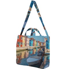 Boats In Venice - Colorful Italy Square Shoulder Tote Bag by ConteMonfrey