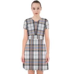 Cute Blue Grey White Plaids Adorable In Chiffon Dress by ConteMonfrey