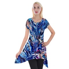 Cobalt Delta Short Sleeve Side Drop Tunic by kaleidomarblingart