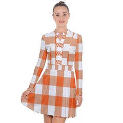 Orange And White Plaids Long Sleeve Panel Dress by ConteMonfrey