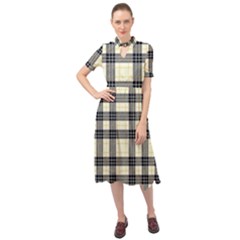 Gray And Yellow Plaids  Keyhole Neckline Chiffon Dress by ConteMonfrey