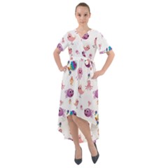 Fish Squid Bird Jellyfish Chicken Front Wrap High Low Dress by Wegoenart