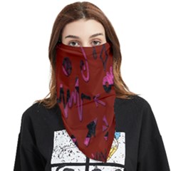 Doodles Maroon Face Covering Bandana (triangle) by nateshop