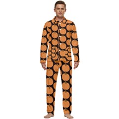 Black And Orange Pumpkin Men s Long Sleeve Velvet Pocket Pajamas Set by ConteMonfrey