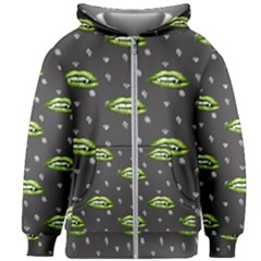 Green Vampire Mouth - Halloween Modern Decor Kids  Zipper Hoodie Without Drawstring by ConteMonfrey