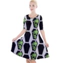 Coffins And Skulls - Modern Halloween Decor  Quarter Sleeve A-Line Dress View1