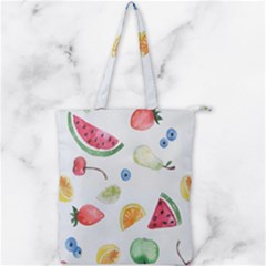 Fruit Summer Vitamin Watercolor Double Zip Up Tote Bag by Wegoenart