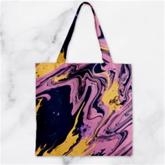 Pink Black And Yellow Abstract Painting Zipper Grocery Tote Bag by Wegoenart