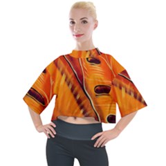 Orange Leaves Nature Pattern Mock Neck Tee