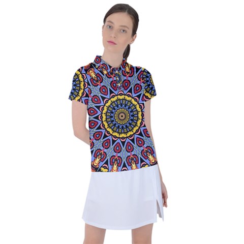 Kaleidoscope Mandala Colorful Women s Polo Tee by Wegoenart