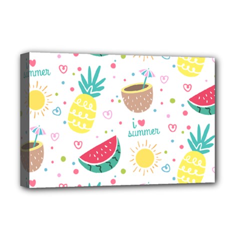 Pineapple And Watermelon Summer Fruit Deluxe Canvas 18  X 12  (stretched) by Jancukart