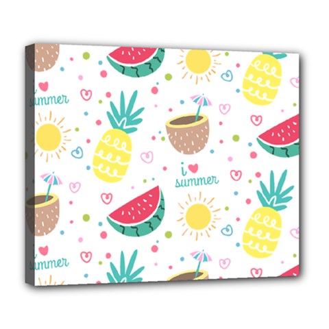 Pineapple And Watermelon Summer Fruit Deluxe Canvas 24  X 20  (stretched) by Jancukart