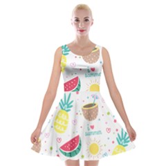 Pineapple And Watermelon Summer Fruit Velvet Skater Dress by Jancukart