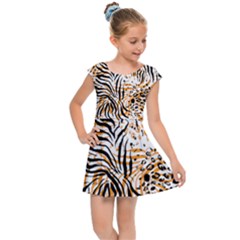 Tiger Pattern Background Kids  Cap Sleeve Dress by danenraven