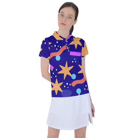 Star Abstract Pattern Wallpaper Women s Polo Tee by Wegoenart