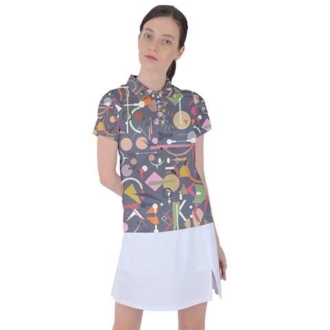 Illustration Shape Tribal Pattern Round Women s Polo Tee by Wegoenart