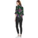 Floral Pattern Non Seamless Flower Loose Horn Sleeve Chiffon Blouse View2