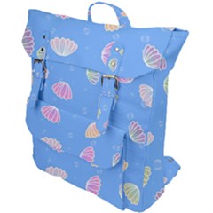 Seashell Clam Pattern Art Design Buckle Up Backpack by Ravend