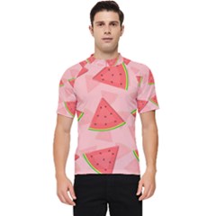 Background Watermelon Pattern Fruit Men s Short Sleeve Rash Guard by Wegoenart