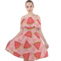 Background Watermelon Pattern Fruit Cut Out Shoulders Chiffon Dress View1