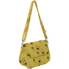 Pineapple Banana Fruit Pattern Saddle Handbag by Wegoenart