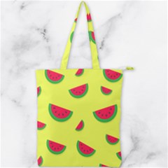 Watermelon Pattern Wallpaper Double Zip Up Tote Bag by Wegoenart