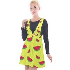 Watermelon Pattern Wallpaper Plunge Pinafore Velour Dress by Wegoenart