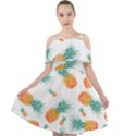 Pineapple Background Pattern Fruit Cut Out Shoulders Chiffon Dress View1