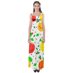 Pattern Fruit Fruits Orange Green Empire Waist Maxi Dress by Wegoenart