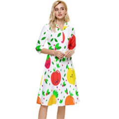 Pattern Fruit Fruits Orange Green Classy Knee Length Dress by Wegoenart