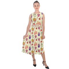 Cupcake Pattern Lollipop Midi Tie-back Chiffon Dress by Wegoenart