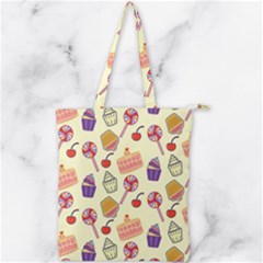 Cupcake Pattern Lollipop Double Zip Up Tote Bag by Wegoenart