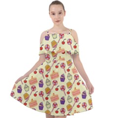 Cupcake Pattern Lollipop Cut Out Shoulders Chiffon Dress by Wegoenart