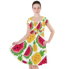 Watermelon Pattern Fruit Summer Cap Sleeve Midi Dress by Wegoenart