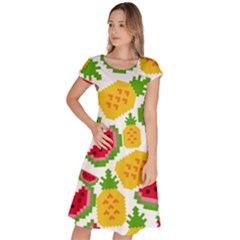 Watermelon Pattern Fruit Summer Classic Short Sleeve Dress by Wegoenart