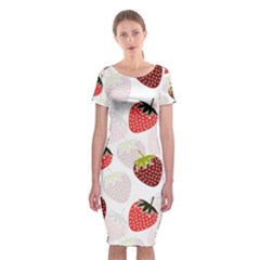 Strawberry Pattern Background Classic Short Sleeve Midi Dress by Wegoenart